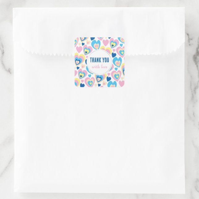 Liebe Herz. Quadratischer Aufkleber (Tasche)