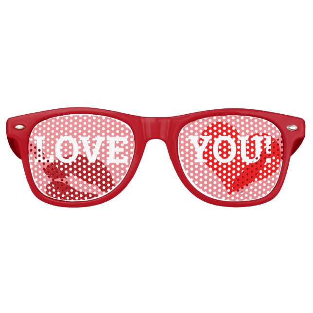 LIEBE! Herz-Retro-Shades / Fun-Party-Sonnenbrille Partybrille (Vorderseite)