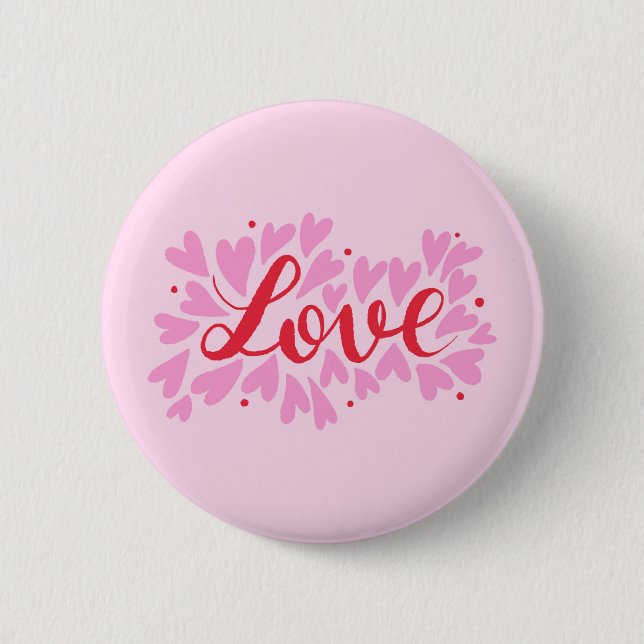 Liebe Herz - rosa und rot Button (Vorderseite)
