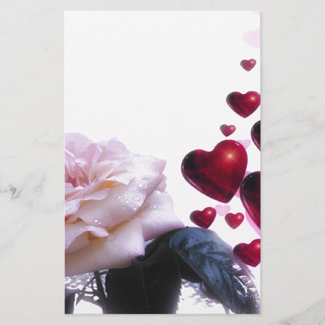 Liebe Herz Rose Blossom Blume Zerstörung Natur Briefpapier (Vorderseite)