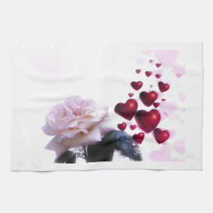 Liebe-Herz-Rosen-Blüten-Blumen-Schicksals-Natur Geschirrtuch