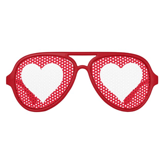 Liebe Herz Rot und Weiß Romantik Partybrille (Vorderseite)