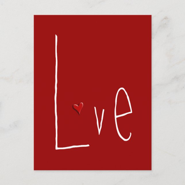 Liebe Herz rote Postkarte (Vorderseite)