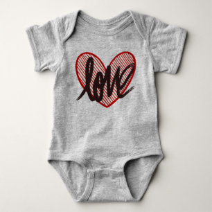 Liebe Herz Schrift Baby Bodysuit - Süßes rotes Her Strampler