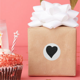 Liebe Herz Schwarzer Glitzer Valentine Runder Aufkleber