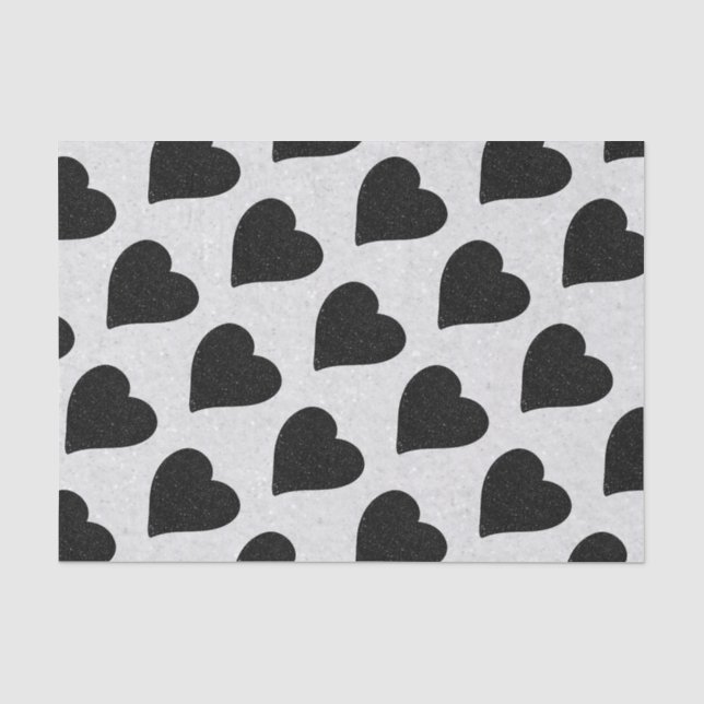 Liebe Herz Schwarzer Glitzer Valentine's Gewebepap Seidenpapier (Vorderseite)