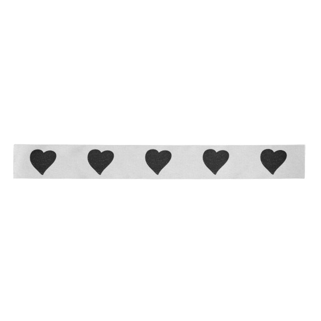 Liebe Herz Schwarzer Glitzer Valentine's Satin Rib Satinband (Vorderseite)