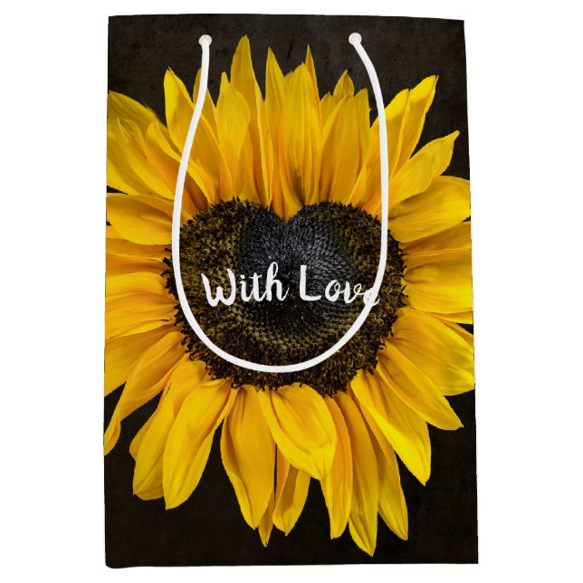 Liebe Herz Sonnenblume Mittlere Geschenktüte (Vorderseite)
