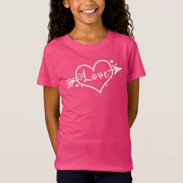 Liebe-Herz-T - Shirt des Valentines des Mädchens (Vorderseite)