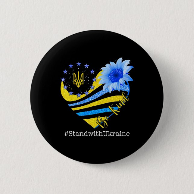 Liebe Herz Ukraine ist freundlich zu Ukraine Ukra Button (Vorderseite)