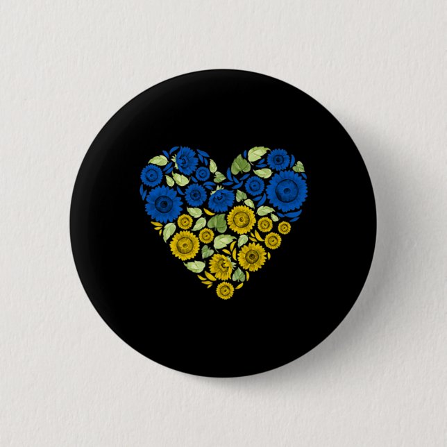 Liebe Herz Ukraine Sonnenblume ukrainischer Friede Button (Vorderseite)