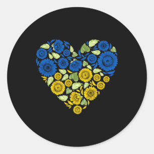 Liebe Herz Ukraine Sonnenblume ukrainischer Friede Runder Aufkleber