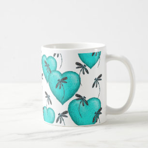 Liebe Herz und Libellen Türkis Kaffeetasse