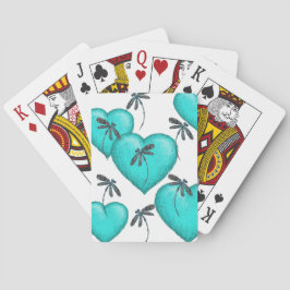 Liebe Herz und Libellen Türkis Spielkarten