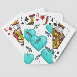 Liebe Herz und Libellen Türkis Spielkarten