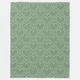 Liebe Herz und Polka Dots Muster in grün Fleecedecke