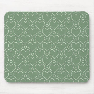 Liebe Herz und Polka Dots Muster in grün Mousepad