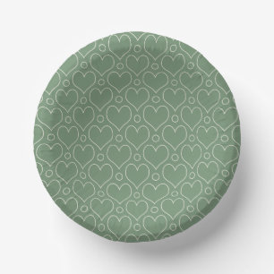 Liebe Herz und Polka Dots Muster in grün Pappteller