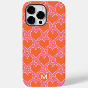 Liebe Herz und Polka Dots Muster in Rosa, Orange Case-Mate iPhone 14 Pro Max Hülle