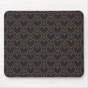 Liebe Herz und Polka Dots Muster in Tan und Blac Mousepad