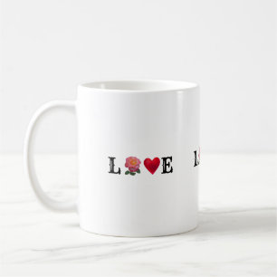 Liebe Herz und Rose Blume Kaffeetasse