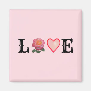 Liebe Herz und Rose Blume Magnet