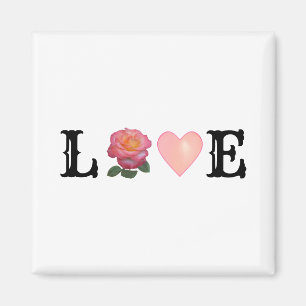 Liebe Herz und Rose Blume Magnet