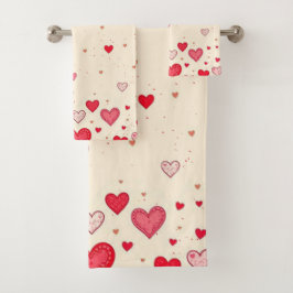 Liebe, Herz, Valentine, Hochzeit - Badetuch Set