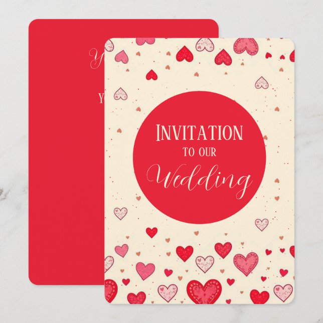 Liebe, Herz, Valentine, Hochzeit - Einladung (Vorne/Hinten)