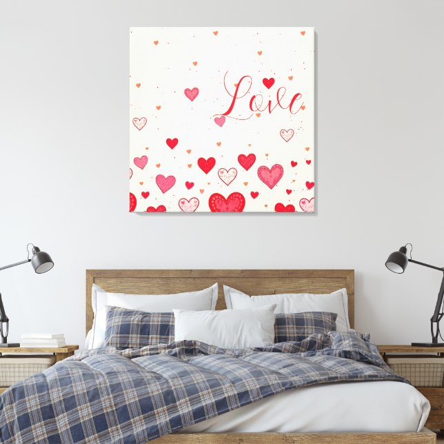 Liebe, Herz, Valentine, Hochzeit - überzogene Lein Leinwanddruck (Insitu (Schlafzimmer))