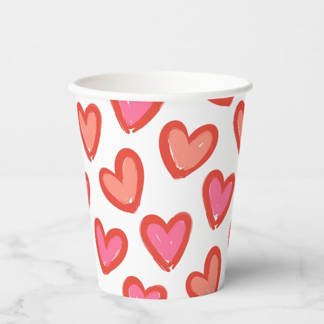 Liebe Herz Valentinstag Pappbecher (Vorderseite)
