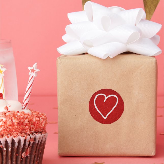 Liebe Herz Weißer Glitzer Valentine Klassische Run Runder Aufkleber (Party)