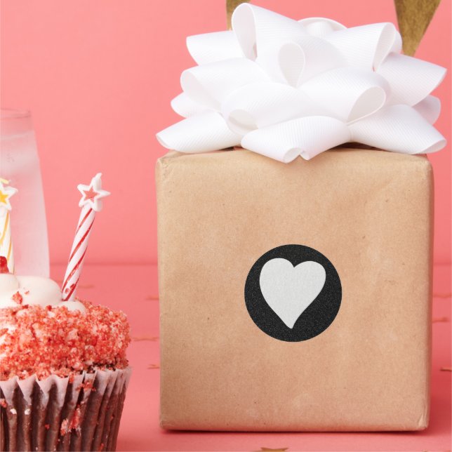 Liebe Herz Weißer Glitzer Valentine Runder Aufkleber (Party)