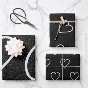 Liebe Herz Weißer Glitzer Valentine Wrapping Pape Geschenkpapier Set