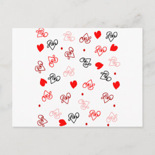 Liebe & Herz Word Art Muster Postkarte