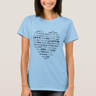 Liebe Herz Word Cloud in Black T-Shirt