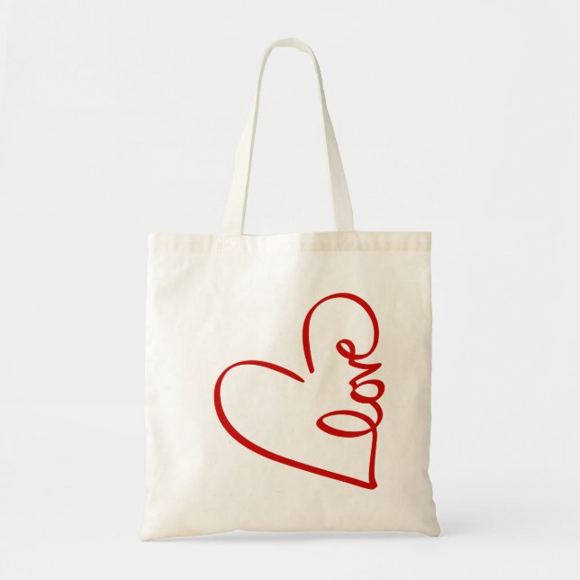 Liebe Herz Word Kunst Rote Valentine Tragetasche (Vorne)