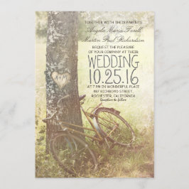 Liebe Herzbirke und Fahrrad rustikale Hochzeit Einladung