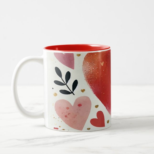 Liebe Herzdruckdesign Zweifarbige Tasse (Links)