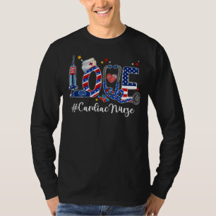 Liebe Herzerkrankung Stethoskop Usa Flag 4. Juli T-Shirt