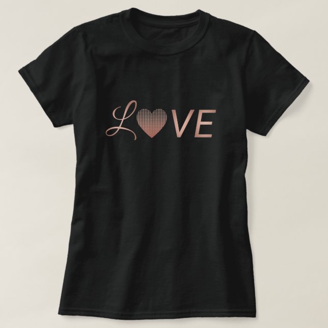 Liebe Herzform in der Rose Goldrot Rosa Chic T-Shirt (Design vorne)