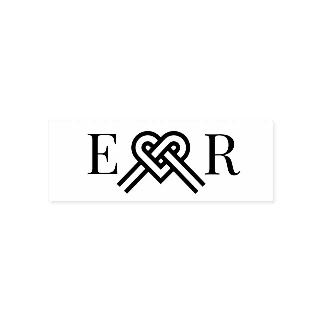 Liebe Herzform Knoten Couple 2 Anfangsmonogramm Permastempel (Design)