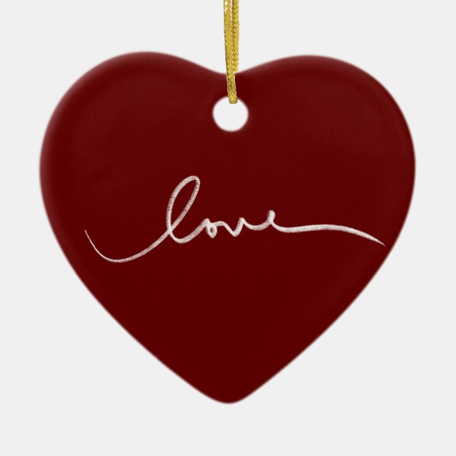 "Liebe" Herzgestalterische Weihnachtsbaumdekoratio Keramik Ornament (Vorne)