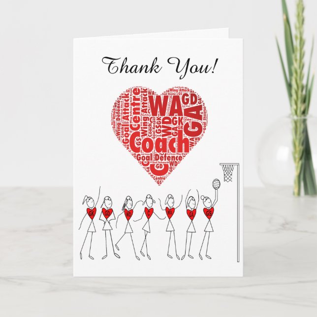 Liebe Herzlichen Netball Coach Vielen Dank Dankeskarte (Vorderseite)