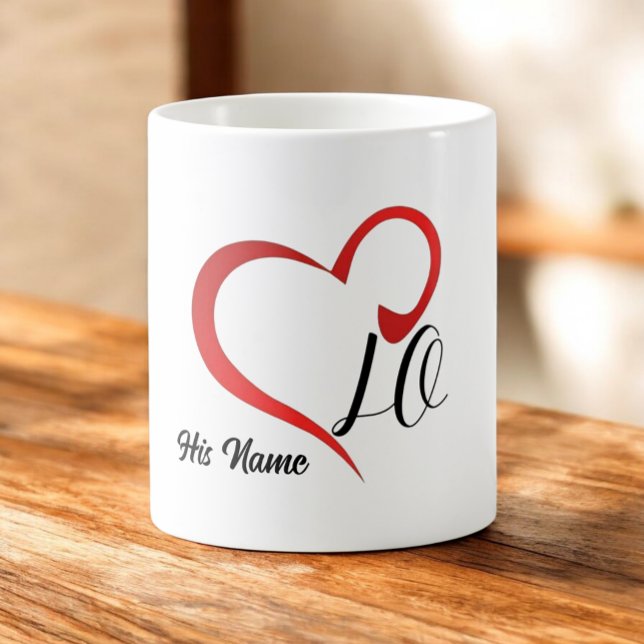 Liebe Herzmonogramm Individuelle Name 2 Kaffeetasse (Von Creator hochgeladen)