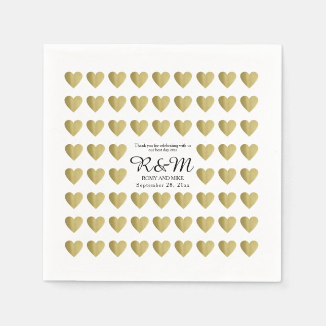 Liebe Herzmuster auf personalisierten weißen Zucke Serviette (Vorderseite)