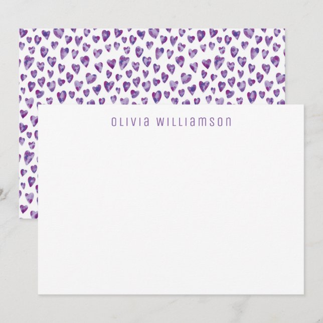 Liebe Herzmuster personalisierter Name Mitteilungskarte (Vorne/Hinten)