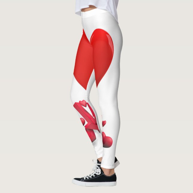 Liebe Herzmuster | Romantisches Valentinisches Leg Leggings (Links)
