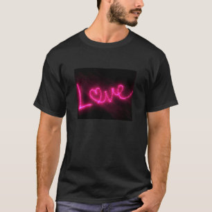 Liebe Herznebel Schwarzer T - Shirt in Rosa