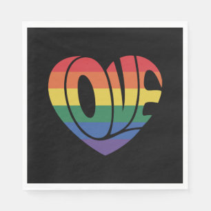 Liebe Herzretro 70er Groovy LGBT Rainbow Prix Serviette